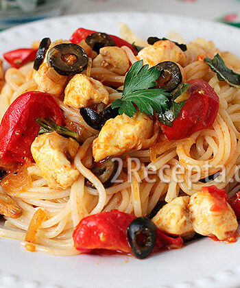 Спагетти с курицей и помидорами - пошаговый рецепт с фото