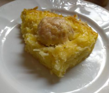 Картофельная запеканка с сыром и фрикадельками
